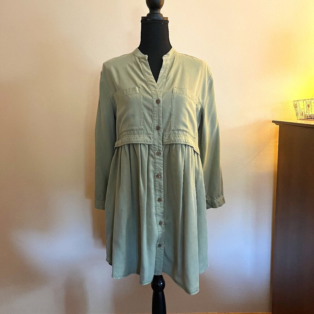 Zara Olive Green Button Down Mini Dress